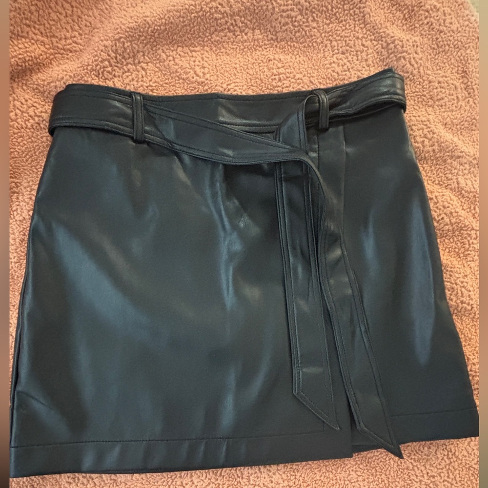 LOFT Black Faux Leather Mini Skirt
